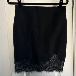 Robert Rodriguez Black Pencil Mini Skirt with Lace Detail size 8